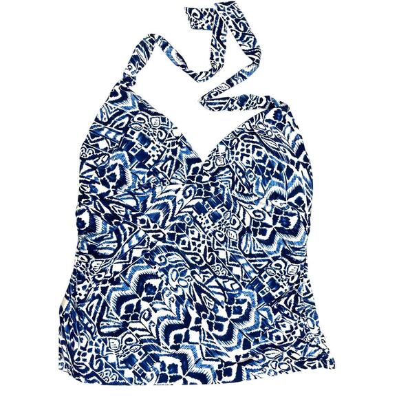 Ralph Lauren Plus Size Tankini Top Blue and White Print Size 18W NWT - Picture 3 of 4